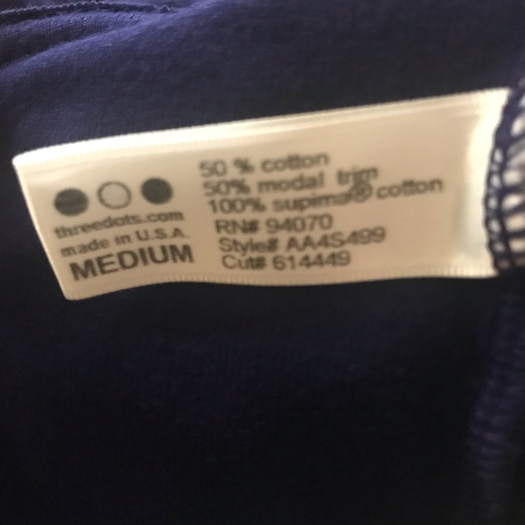 Three Dots Royal Blue Bracelet Sleeve Top Sz Med - Picture 3 of 4
